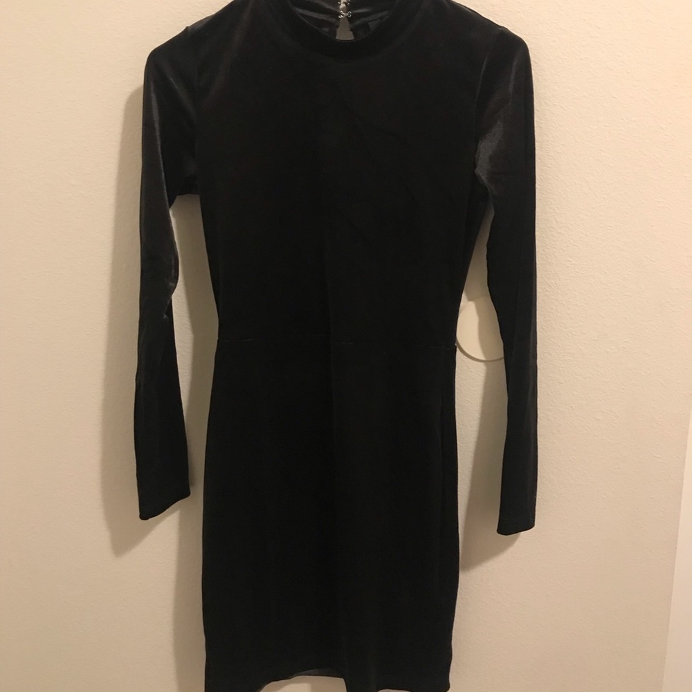 High Neck, Open Back Mini Dress